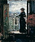 Lady on a Balcony by Albert Edelfelt by Unknown Artist